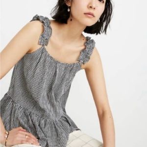 Madewell Sleeveless Blouse: Black Checkered/Gingham Blouse Size 6/S/M